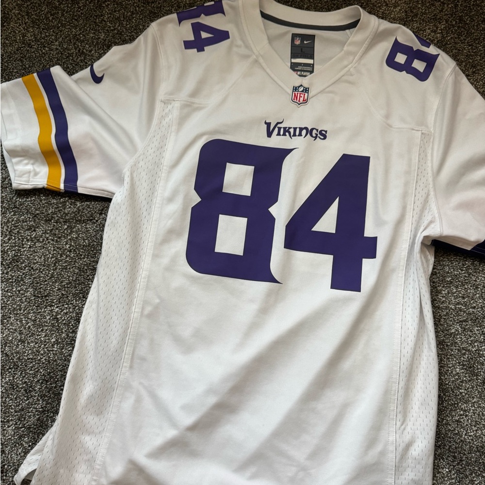 Vikings White and Purple Jersey Patterson